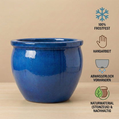 Pflanzgefäß Keramik "Bavaria Tall" Royal Blau Ø 21 - 47 cm Frostfest