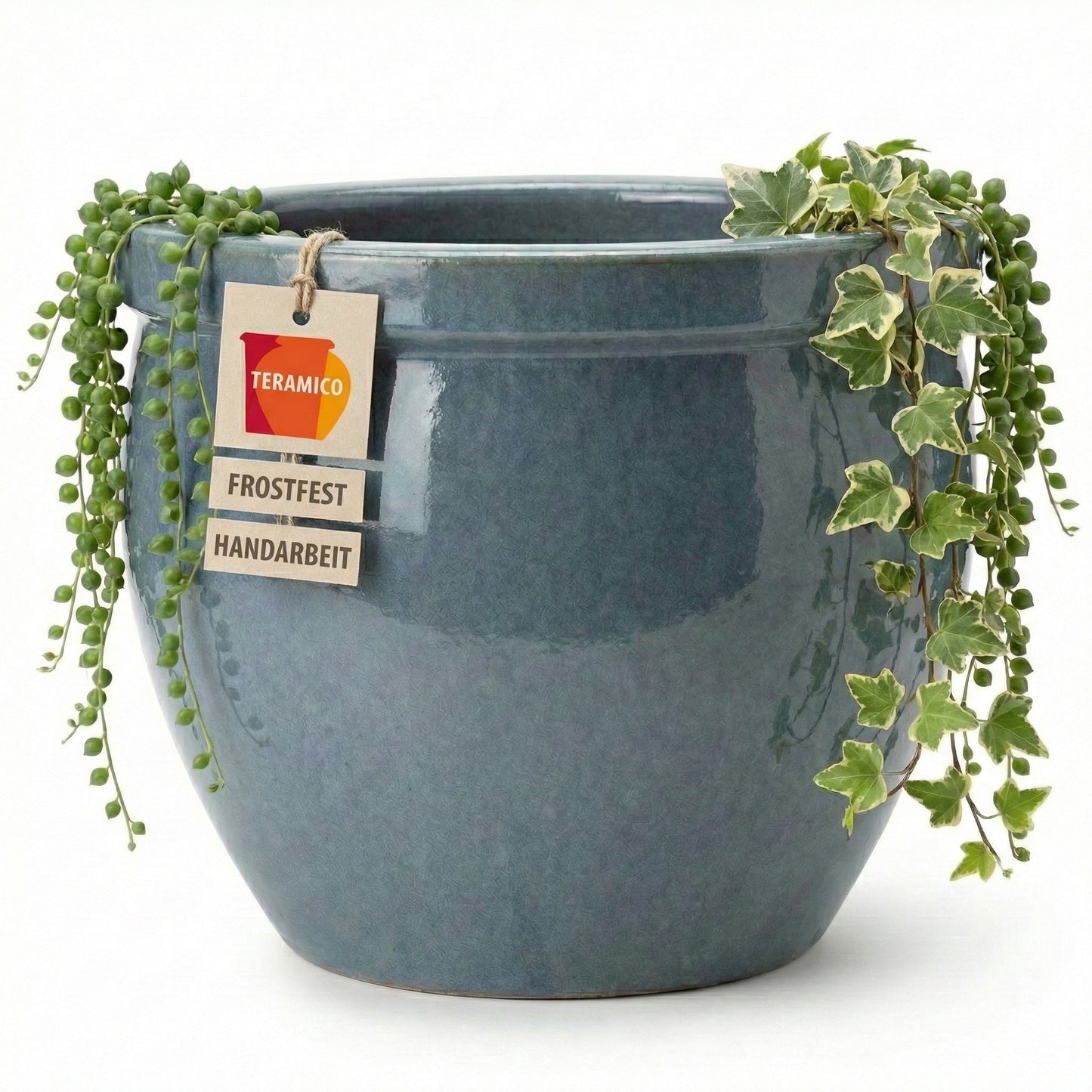 Teramico Pflanzkübel Bavaria Tall aus Keramik in Antikgrau – handgefertigter, absolut frostfester Blumentopf für den Außenbereich