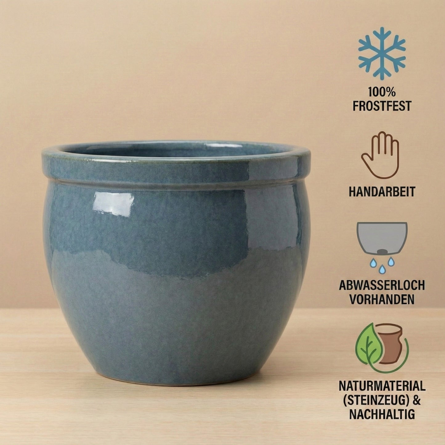 Pflanzgefäß Keramik "Bavaria Tall" Antik-Grau Ø 21 - 37 cm Frostfest