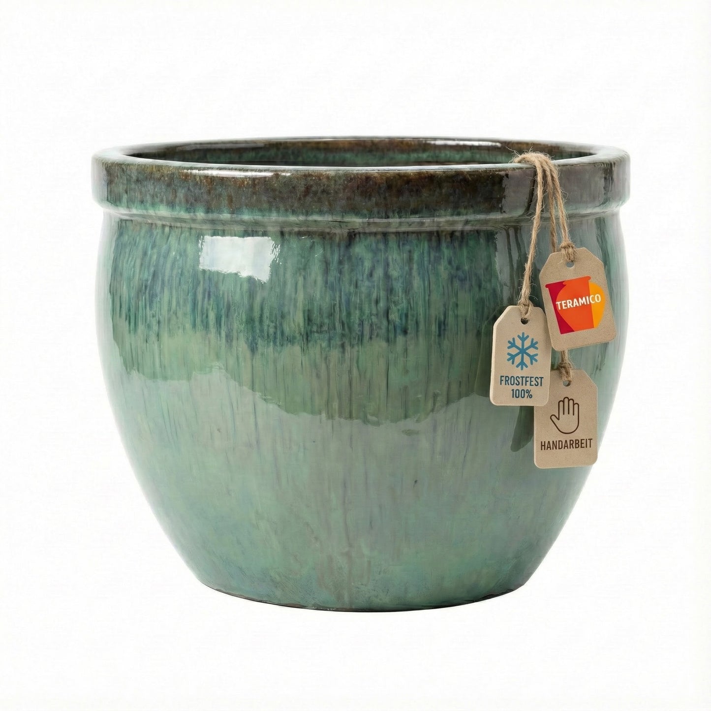 Keramik Pflanzgefäß-Serie "Bavaria Tall" Grün – Wählbare Größen