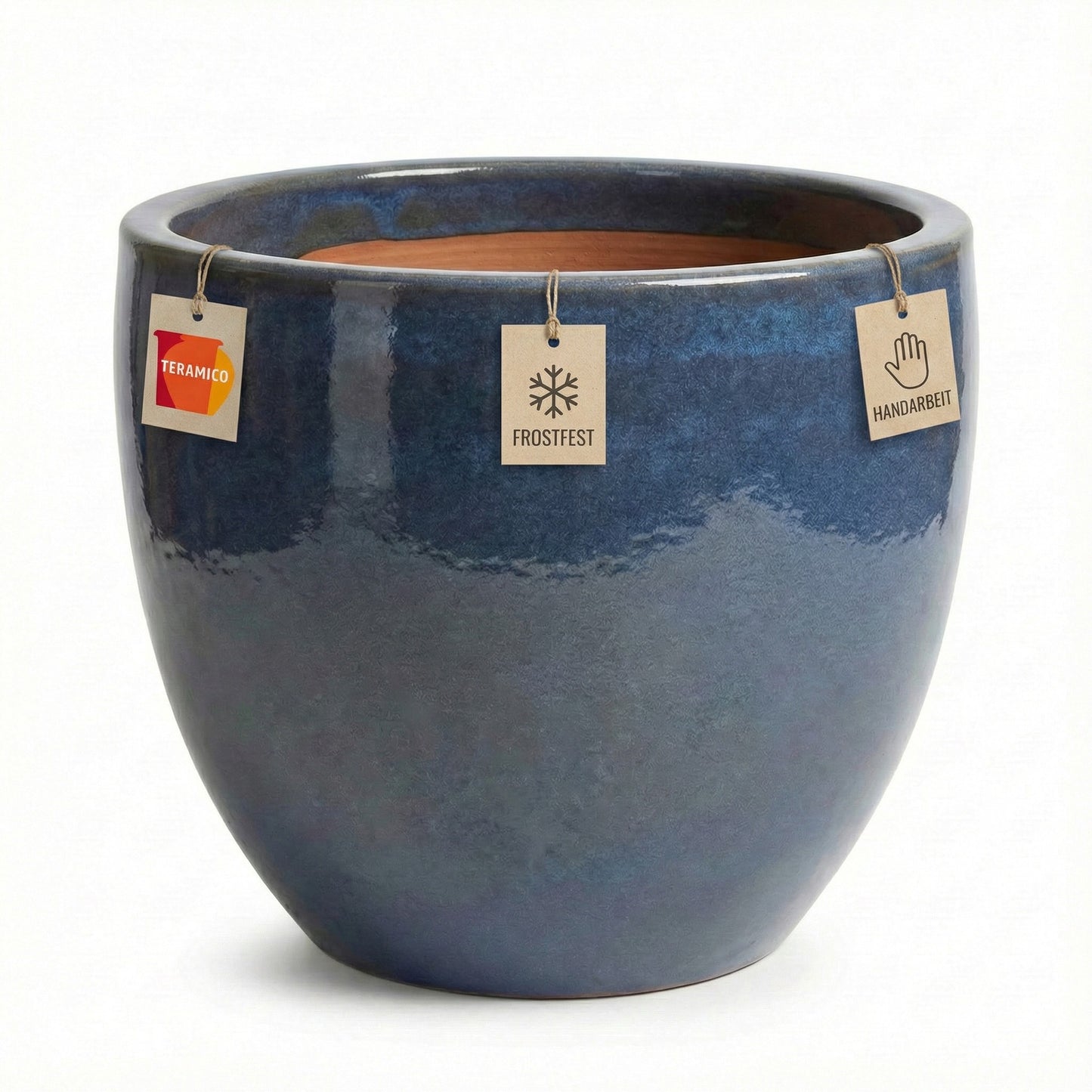 Dunkelgrauer Blumentopf Egg Pot Steinzeug Detail