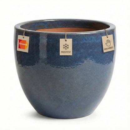 Dunkelgrauer Blumentopf Egg Pot Steinzeug Detail