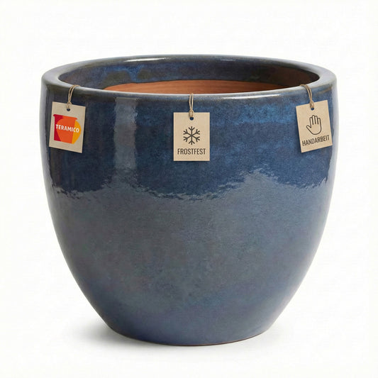 Dunkelgrauer Blumentopf Egg Pot Steinzeug Detail