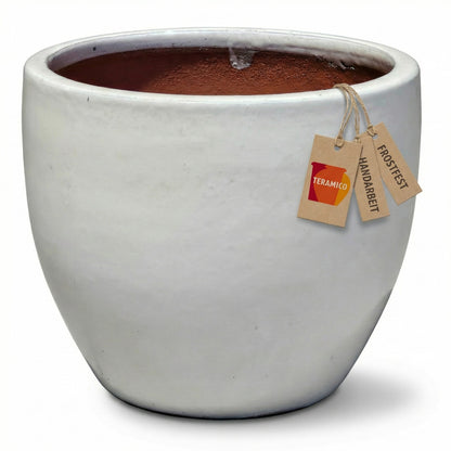 Pflanzgefäß "Egg Pot" Jade & Weiß – Ø 21 bis 38 cm – Frostfestes Steinzeug