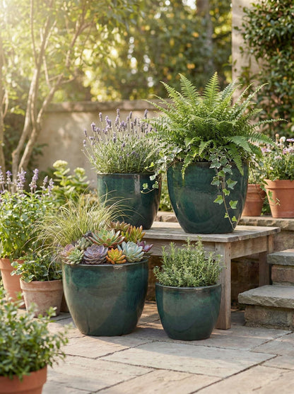 Pflanzgefäß "Egg Pot" Moosgrün – Ø 21 bis 48 cm – Frostfestes Steinzeug