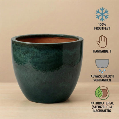 Pflanzgefäß "Egg Pot" Moosgrün – Ø 21 bis 48 cm – Frostfestes Steinzeug