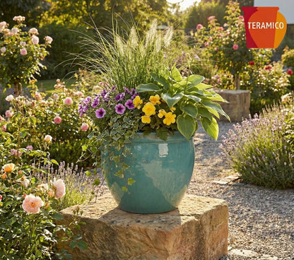 Pflanzgefäß Keramik "Bavaria Tall" Grün Ø 21 - 47 cm Frostfest