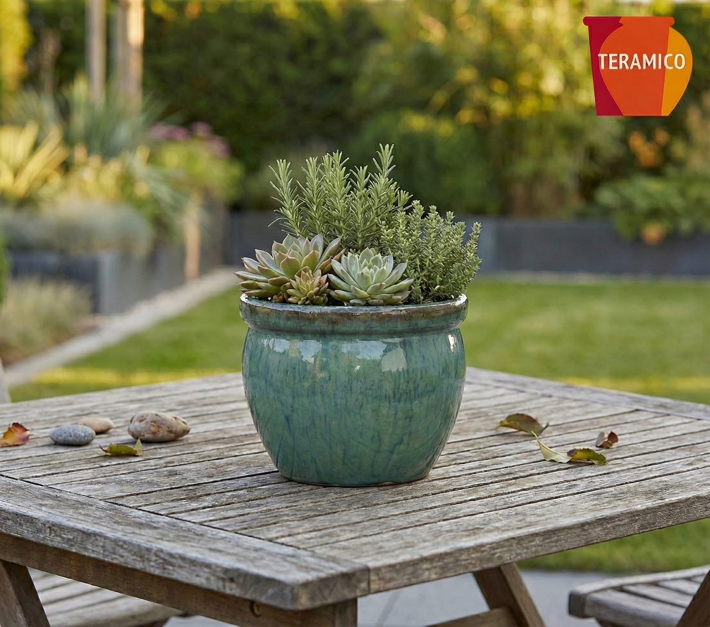 Pflanzgefäß Keramik "Bavaria Tall" Grün Ø 21 - 47 cm Frostfest