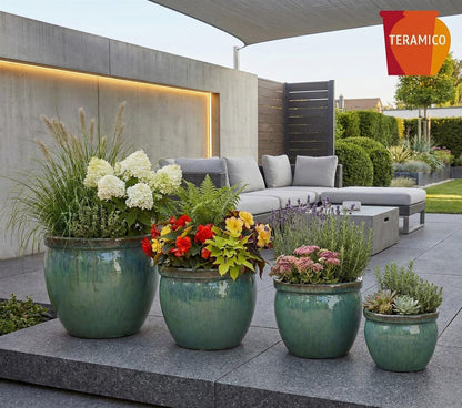 Keramik Pflanzgefäß-Serie "Bavaria Tall" Grün – Wählbare Größen