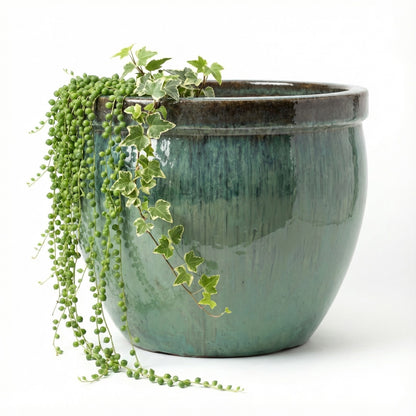 Pflanzgefäß Keramik "Bavaria Tall" Grün Ø 21 - 47 cm Frostfest