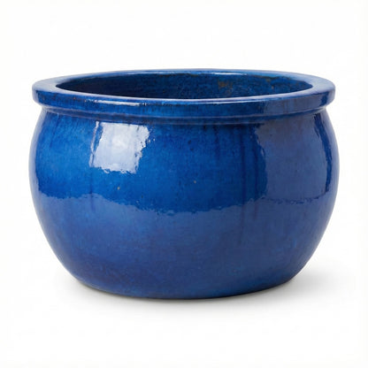 2er Set XXL Pflanzschale 49cm Royal Blau B-Ware Keramik Steinzeug winterhart