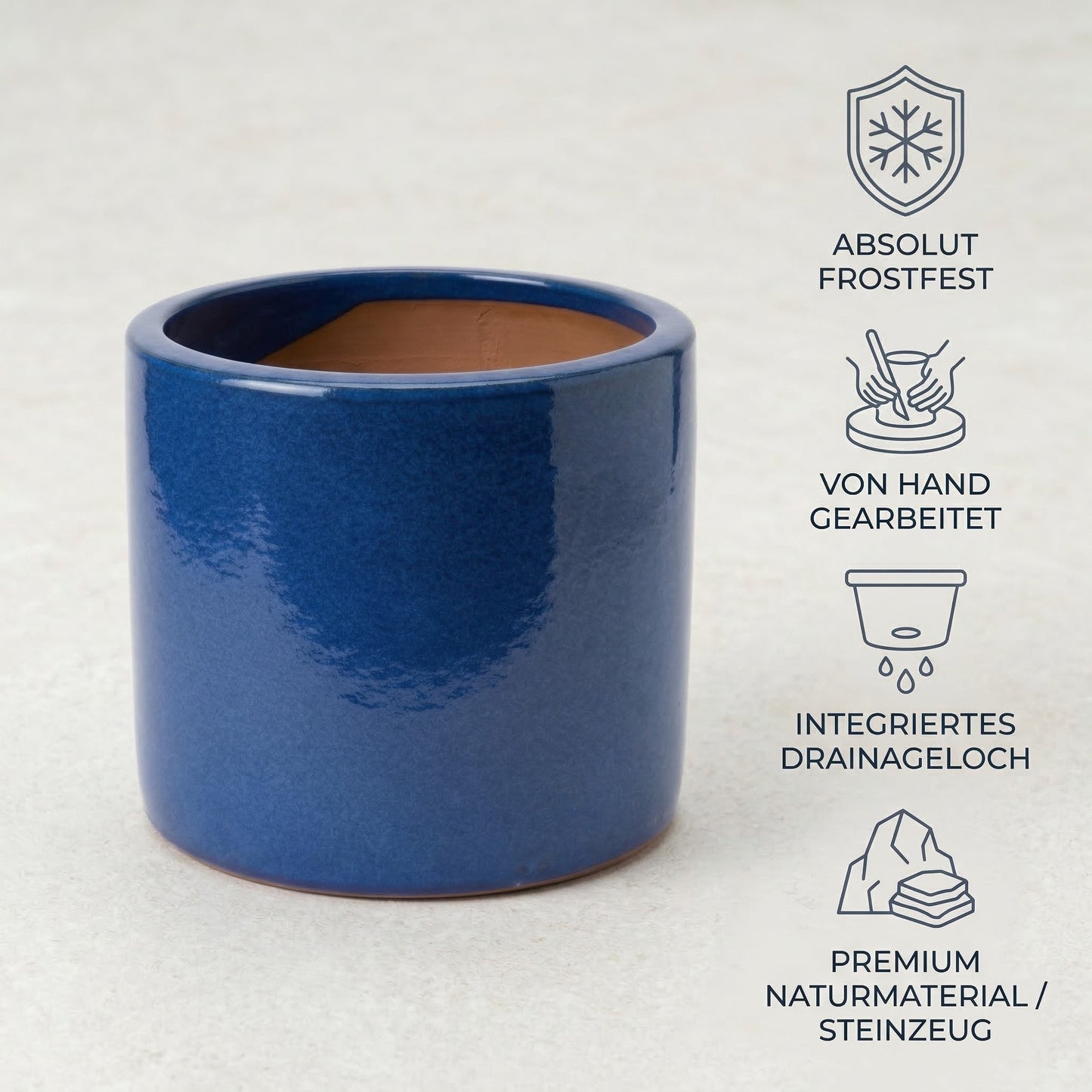 Pflanzgefäß "Cilinder" Royal Blau Ø 14- 31 cm Frostfest