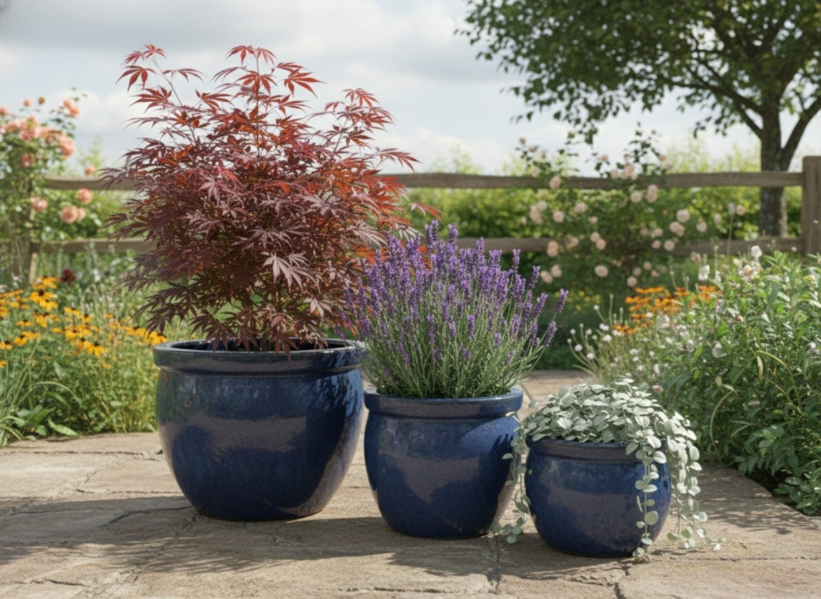 Keramik Pflanzgefäß-Serie "Bavaria Tall" Anthrazitgrau – Wählbare Größen