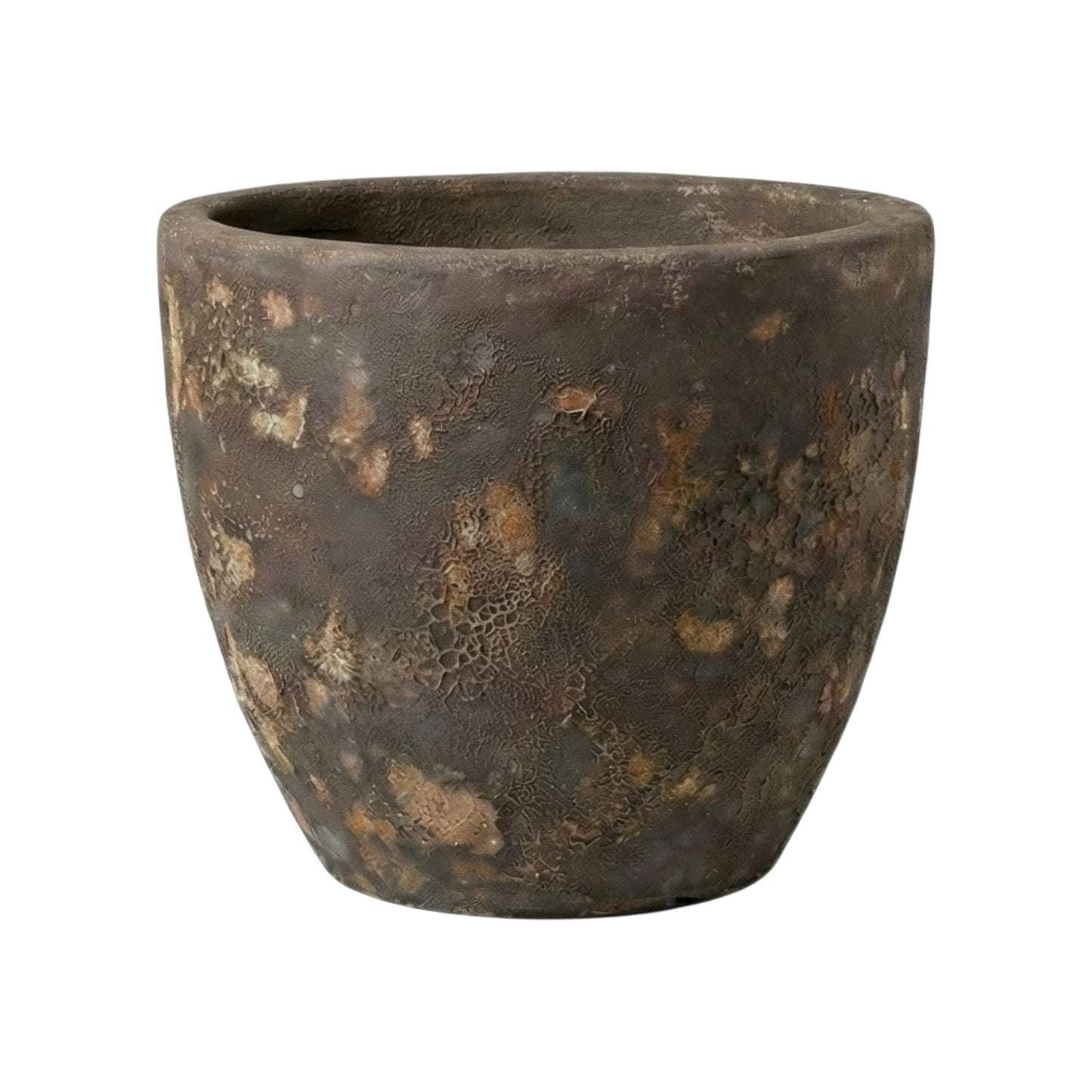 Keramik Pflanzgefäß "Egg Pot" Lava Braun Ø 21cm – Geschliffen & Struktur