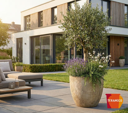 Keramik Pflanzgefäß "Egg Pot" Lava Weiß Ø 21cm – Geschliffen & Struktur