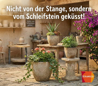 Keramik Pflanzgefäß "Egg Pot" Lava Weiß Ø 21cm – Geschliffen & Struktur