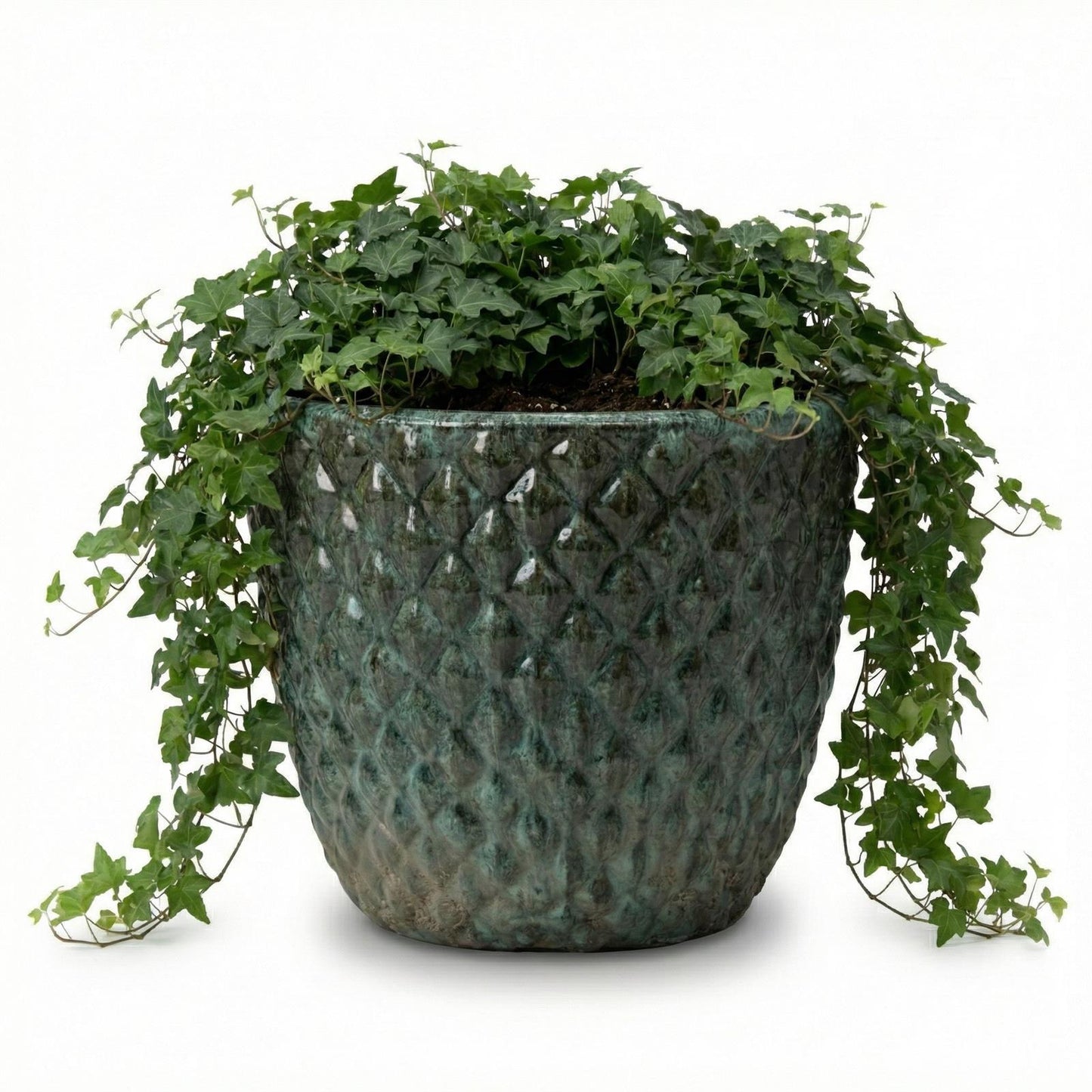 Pflanzgefäß Keramik "Bubble" Grün – Struktur & Frostfest (EggPot)