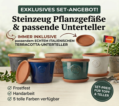 Teramico Pflanzgefäß-Set Provence Braun mit Terracotta-Teller
