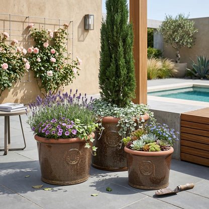Teramico Pflanztopf Provence Braun – Frostfestes Steinzeug (28x21 cm)