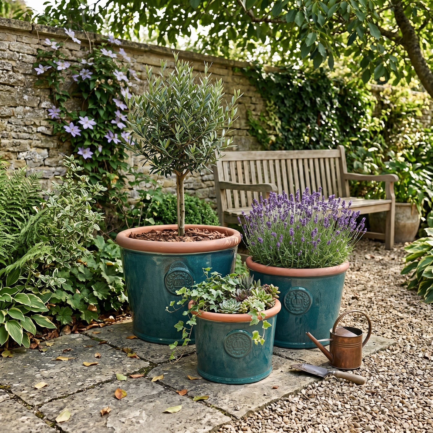 XXL Pflanztopf Keramik Provence Moosgrün – Ø 45 x 34 cm