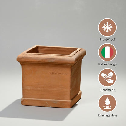 Terrakotta Topf quadratisch 25,8x25,8x24cm – frostfest & handgefertigt | Toscana