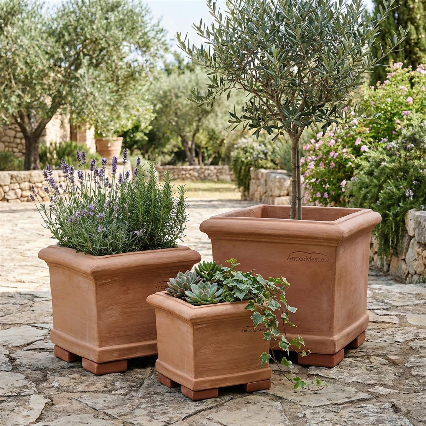 Terrakotta Topf quadratisch 25,8x25,8x24cm – frostfest & handgefertigt | Toscana