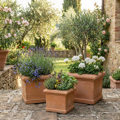 Terrakotta Topf quadratisch 25,8x25,8x24cm – frostfest & handgefertigt | Toscana