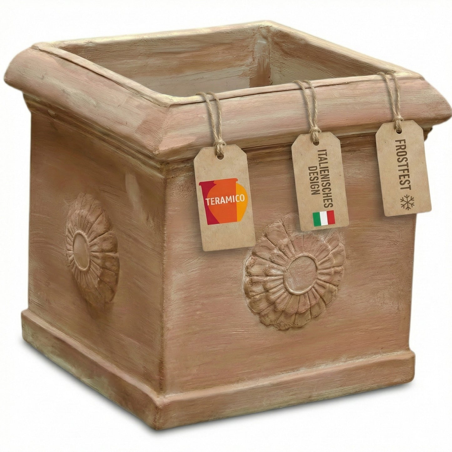 Terrakotta Pflanzkübel Cubo Rosone 25cm frostfest Antico Mestiere