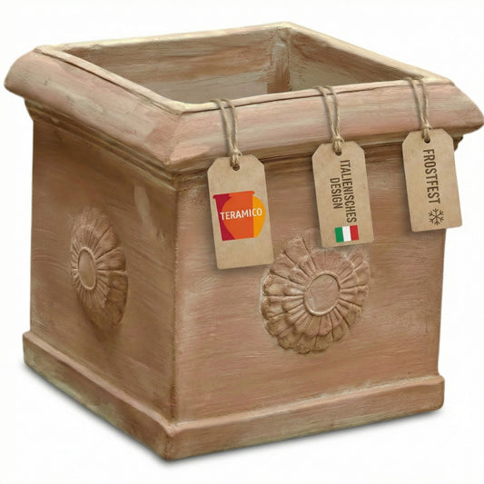 Terrakotta Pflanzkübel Cubo Rosone 25cm frostfest Antico Mestiere
