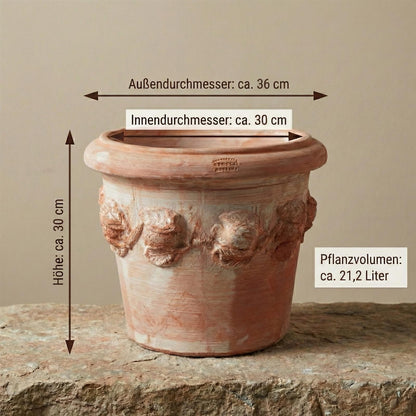 Terrakotta Pflanzgefäß Ø36cm – handgefertigt & frostfest | Modell Limoni Toscana