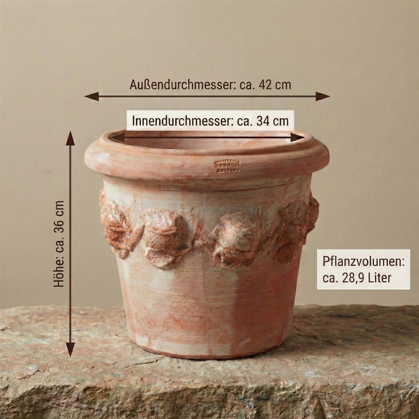 Terrakotta Topf Ø42cm – frostfest & handgefertigt | Limoni Toscana Serie