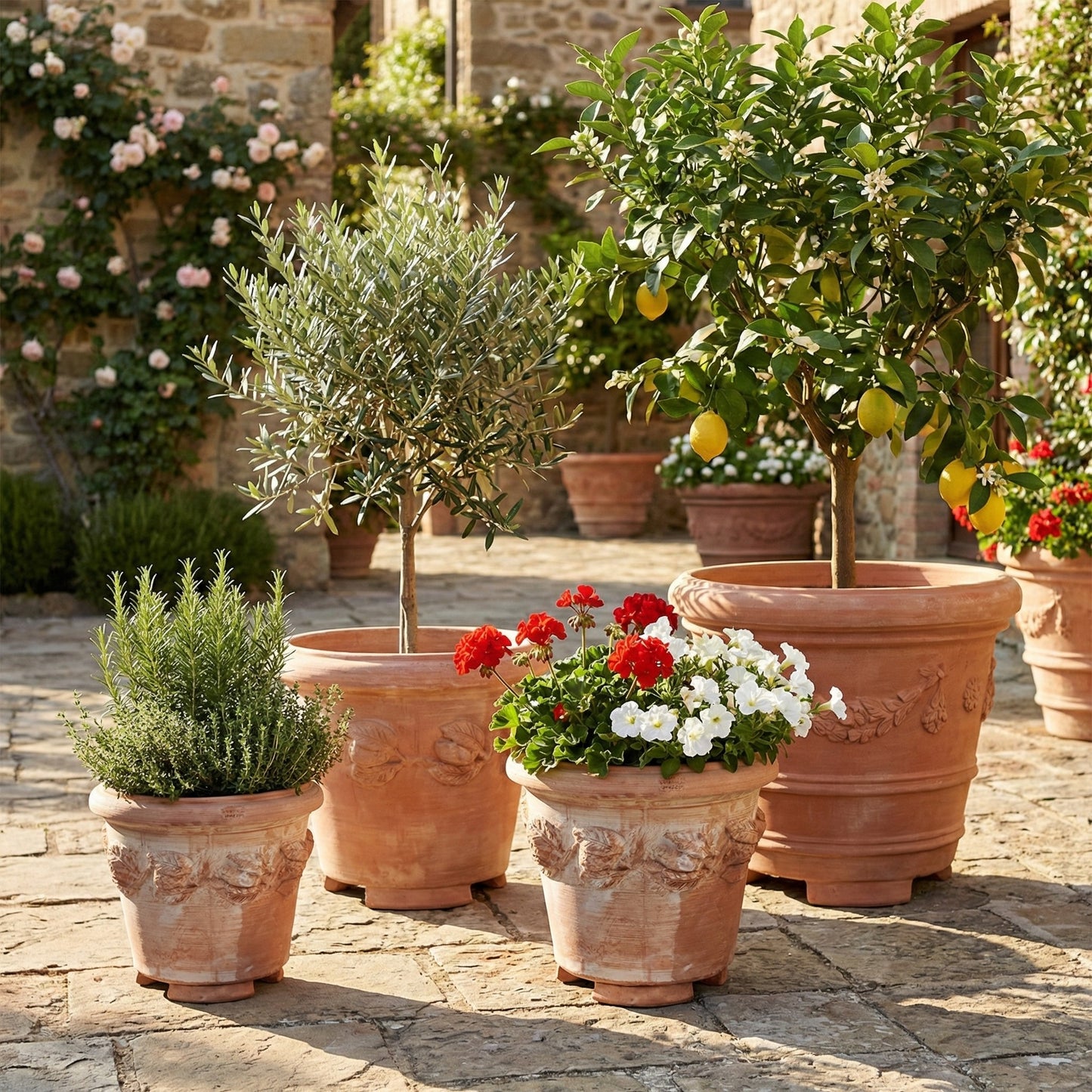 4er-Set Siena Conca Limoni XXL-Terrakotta – Ø 80 cm