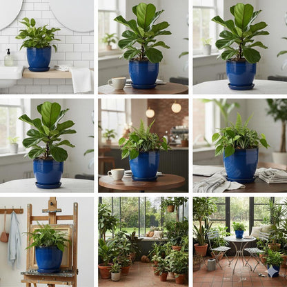 Keramik-Set "EggPot" Royal Blau – Topf inkl. Untersetzer