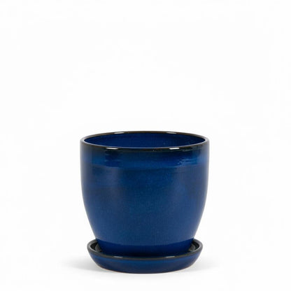 Keramik-Set "EggPot" Royal Blau – Topf inkl. Untersetzer