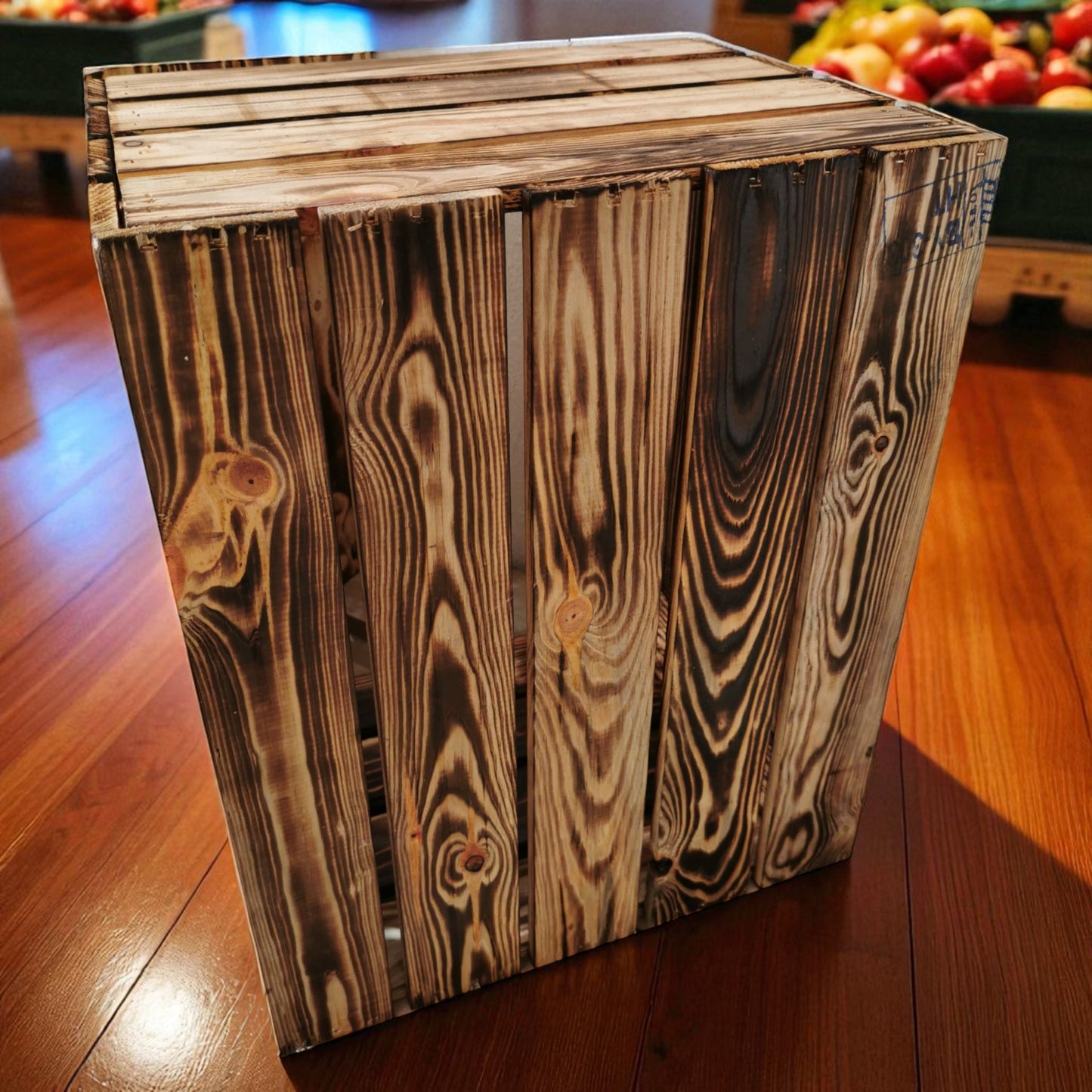 Lot de 3 caisses à vin en bois flammé 50x40x30cm