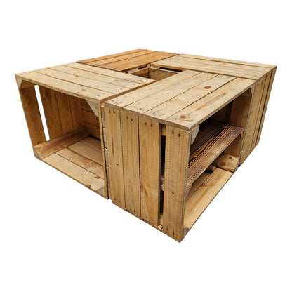 Holzkisten 4er Set 50 x 40 x 30cm mit Regal Lang Vintage Natur
