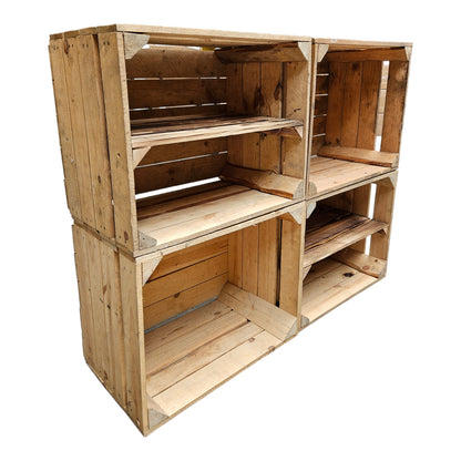 Holzkisten 4er Set 50 x 40 x 30cm mit Regal Lang Vintage Natur