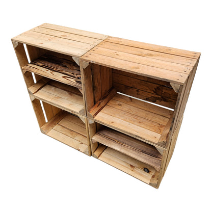 Holzkisten 4er Set 50 x 40 x 30cm mit Regal Lang Vintage Natur