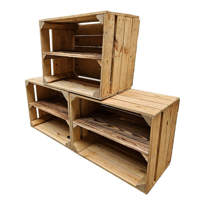 Holzkisten Vintage 3er Set 50 x 40 x 30cm Ablage Lang