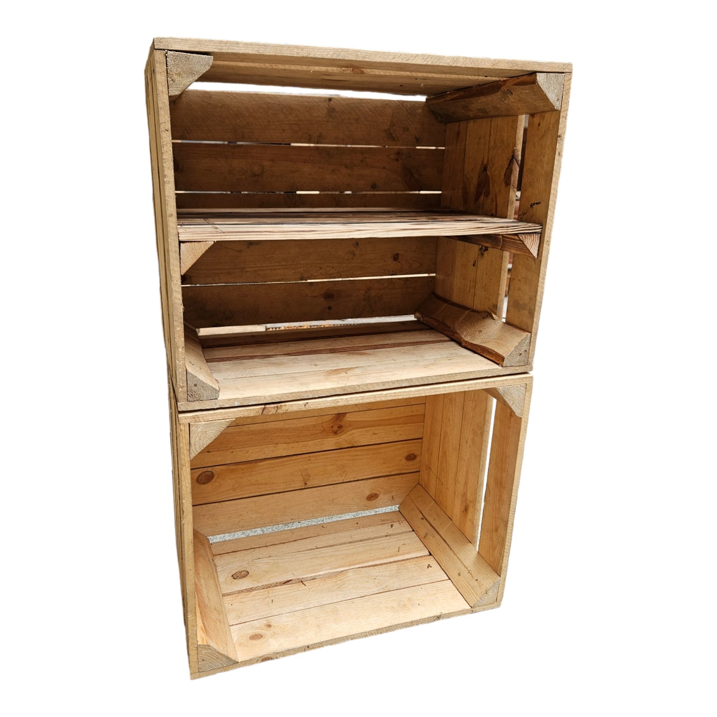 Holzkisten 4er Set 50 x 40 x 30cm mit Regal Lang Vintage Natur