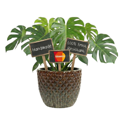 Keramik Pflanzgefäß "Bubble" Braun – Ø 48cm (XXL)