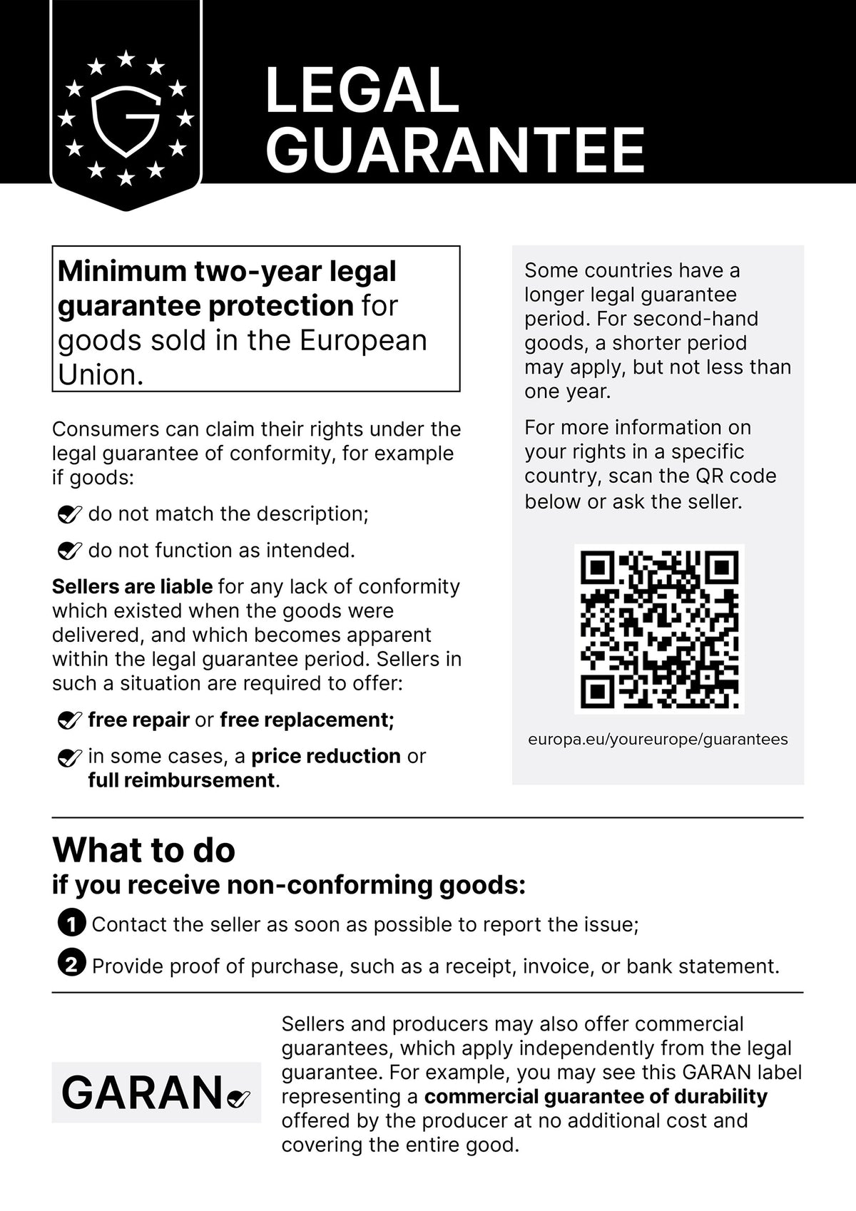 EU notice on the legal guarantee
