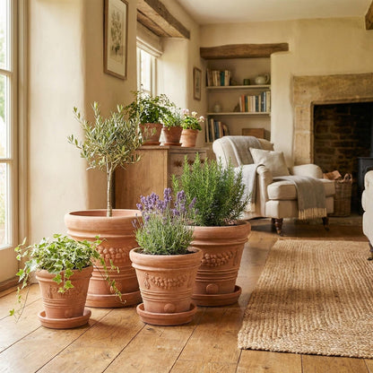 Terrakotta Pflanzkübel "Festonato" – Ø 36 cm – Italienisches Design – Handarbeit – Frostfest