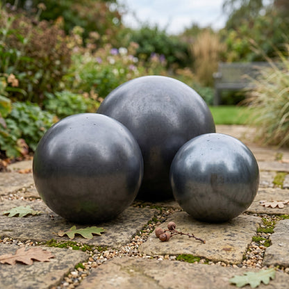 Gartenkugel Rosenkugel Keramik 12cm Anthrazit glasiert