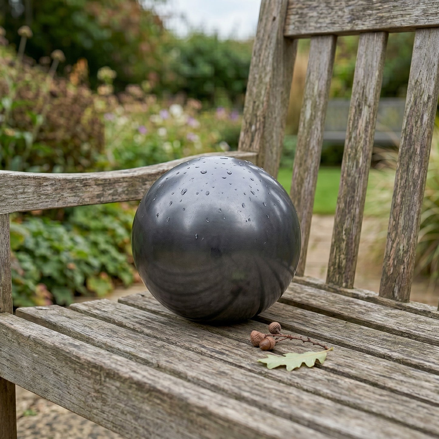 Gartenkugel Rosenkugel Keramik 12cm Anthrazit glasiert