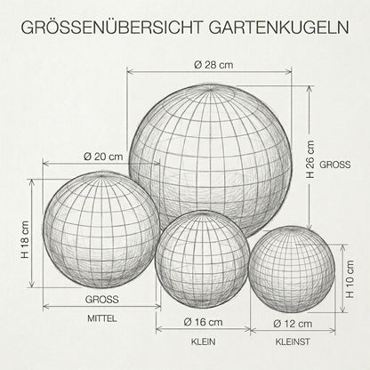 Gartenkugel Rosenkugel Keramik 28cm Grau-Weiß glasiert
