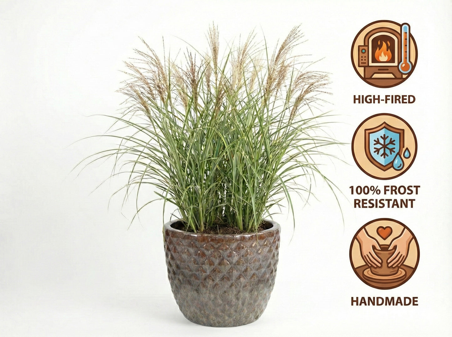 Keramik Pflanzgefäß "Bubble" Braun – Ø 48cm (XXL)