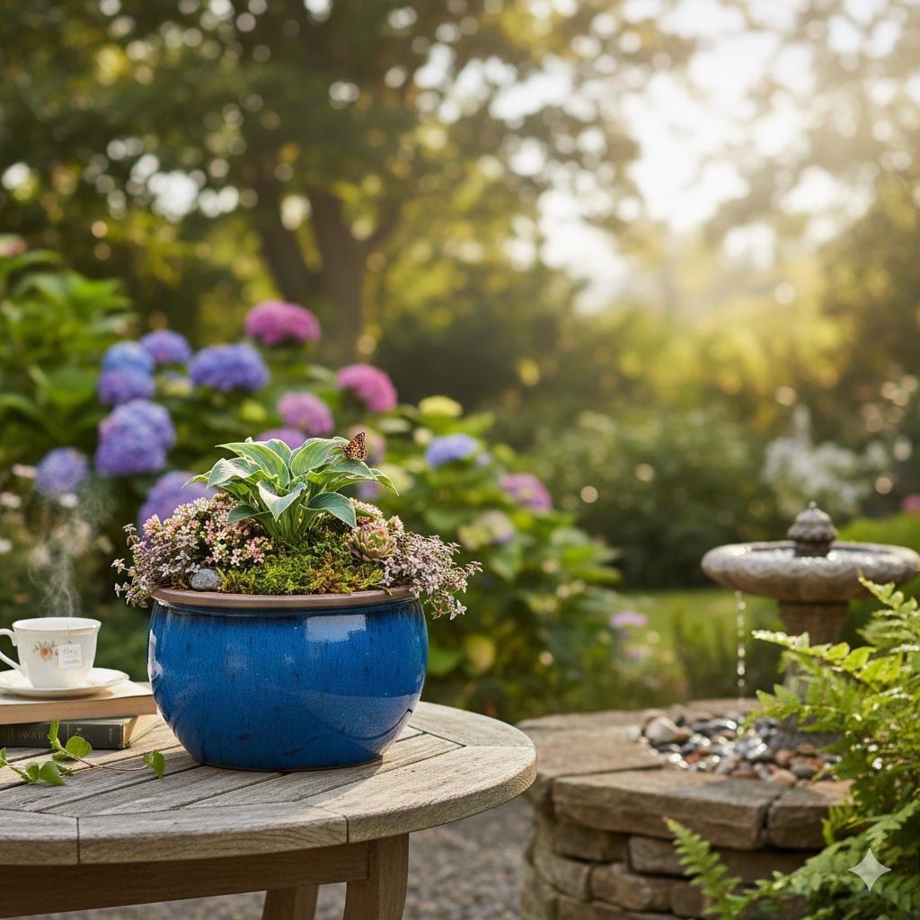 Keramik Pflanzschale "Bavaria" Royal Blau mit Rand – Wählbare Größen