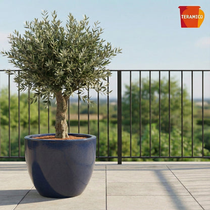 Dunkelgrauer Blumentopf Egg Pot Steinzeug Detail