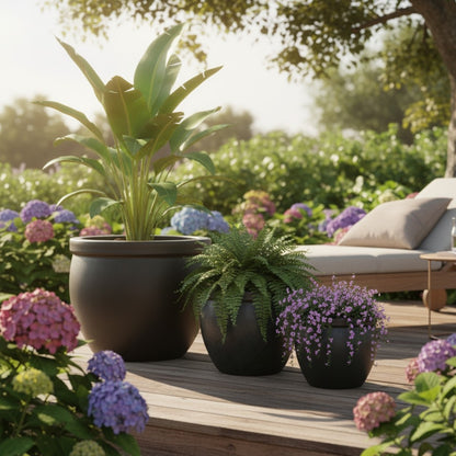 Keramik Pflanzgefäß "Bavaria" Anthrazit – Wählbare Größen (21-37cm